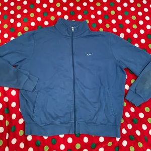 Blue Nike zip up sweatshirt, size:XL